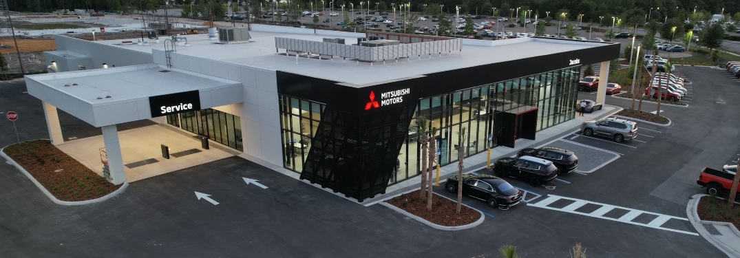 Aerial view of Mitsubishi dealership