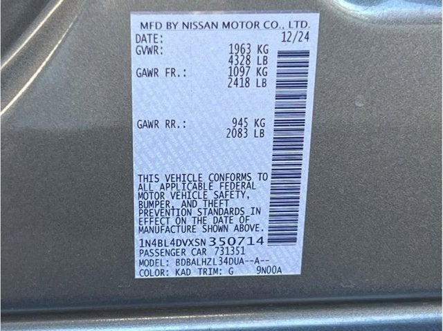 2025 Nissan Altima 2.5 SV Sedan 4D